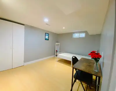 Fully furnished large private room available for female in a clean and newly renovated basement apar...