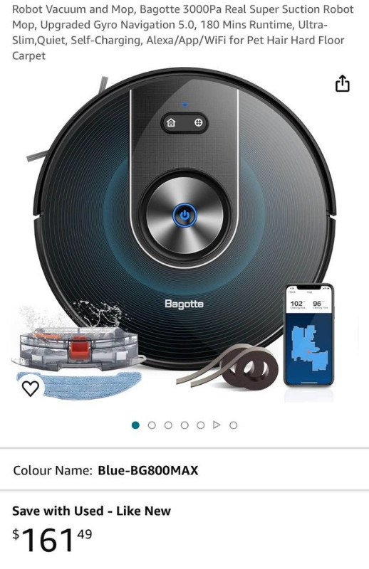 Robot Vacuum and Mop, Bagotte 3000Pa Real Super Suction Robot Mo in Vacuums in Mississauga / Peel Region