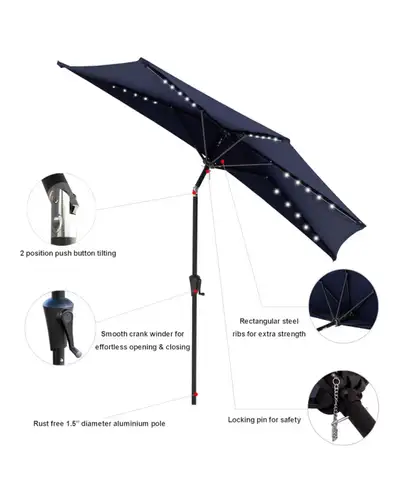 Half round patio umbrella (blue), View more