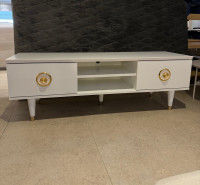 TV Stand White and Gold