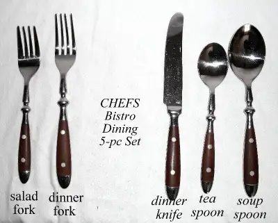Chefs Flatware BISTRO WOODGRAIN BROWN Stainless steel 18/8 5pcs+, View more
