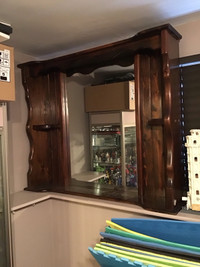 Free Mirror with wooden frame and shelves