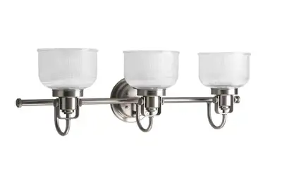 For Sale: Progress Lighting P2992-81 Archie-Three Light Bath Vanity, Antique Nickel Finish Paid over...