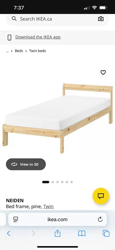 Ikea Twin Bed with Wooden Slats Included, View more