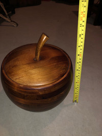 Apple shaped wood cookie jar
