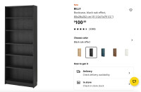 IKEA Billy Bookcase (black-brown) - 6 shelf