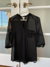 Chemise, blouse, noire XXS TTP. Manches 3/4