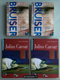 Livres anglais secondaire : Bruiser, Julius Caesar, etc..