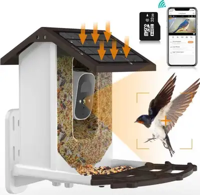 Smart Solar Panel Bird Feeder Camera With WiFi Auto Capture Bird Video 32TF Card