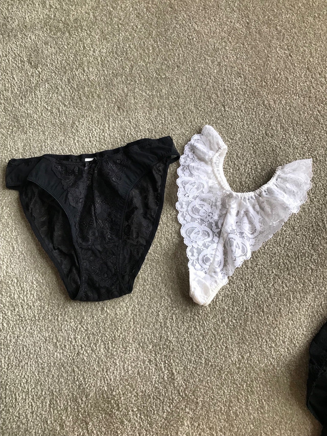 New Black Lace Bikinis & White Thongs  Panty Set - Size L in Multi-item in Medicine Hat - Image 2