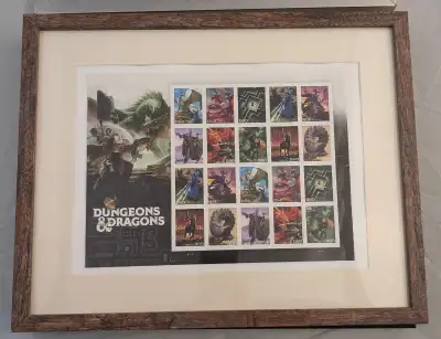 Dungeons and Dragons 50th anniversary stamps framed/matted, View more