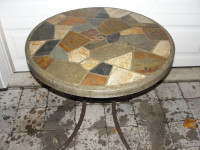 Garden Table - Slate Surface With Steel Frame, 30 (diam) x 28