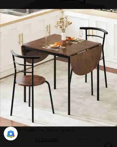 Costway folding leaf dinning table and 2 chairs, View more