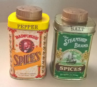 Olde English Tin Salt and Pepper Shakers