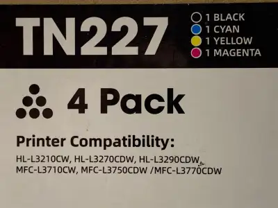 4 Pack CMYK TN227 Laser Toner Cartridges for Brother Printers, View more