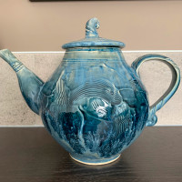 NEW Ceramic teapot. Blue glaze.