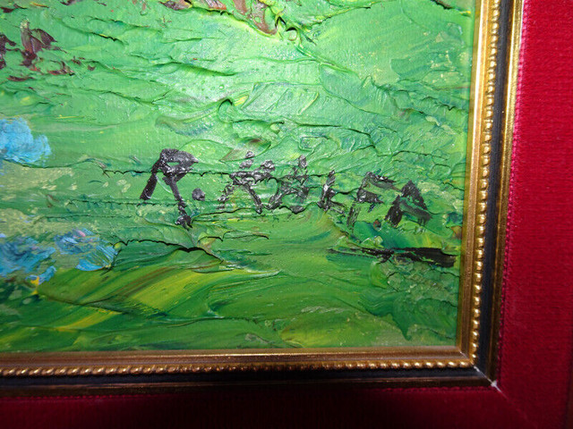 Vintage oil painting in wood frame signed dans Art et objets de collection  à Ville de Montréal - Image 4