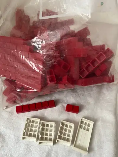 Vintage STA-LOX Miniature Building Bricks Red Blocks Toy, View more