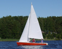 Red Bombardier 4.8 Sailboat and Trailer