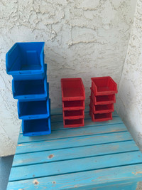 PLASTIC NUT AND BOLT BINS 3 SIZES -USED