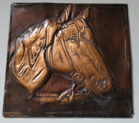 Vintage Copper Horse Head Wall Art Plaque Embossed