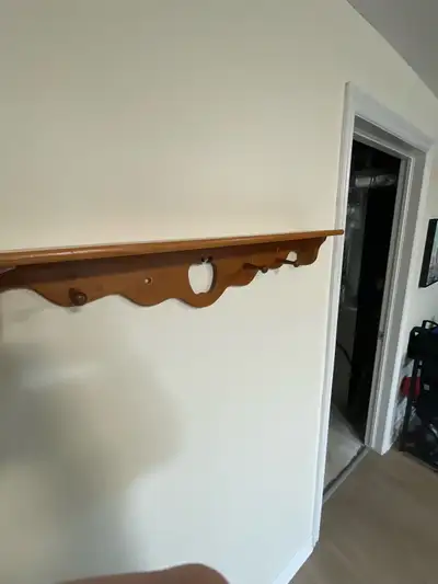 Vintage Wooden Wall Shelf w/ Apple Cut‑Out – 31” , View more