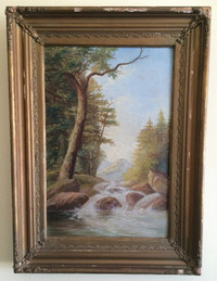 Antique Oil Painting on Tin - Ottawa River Circa 1890