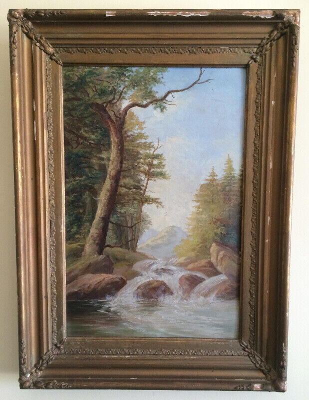 Antique Oil Painting on Tin - Ottawa River Circa 1890 in Arts & Collectibles in Cambridge