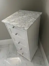 Marble top bathroom floor dresser