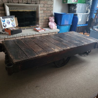 Antique mineing trolly coffee table