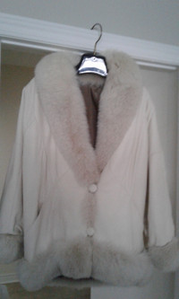 Leather/ Blush Fox  Fur ladies coat