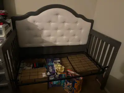 Crib, transition into toddler bed No mattress Small mark on frame as shown in picture Best offer Pic...