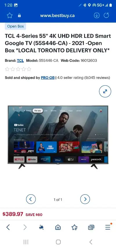 These are new open box TCL 4-Series 50" & 55" 4K UHD HDR LED Smart Google TV. We provide 3 month war...