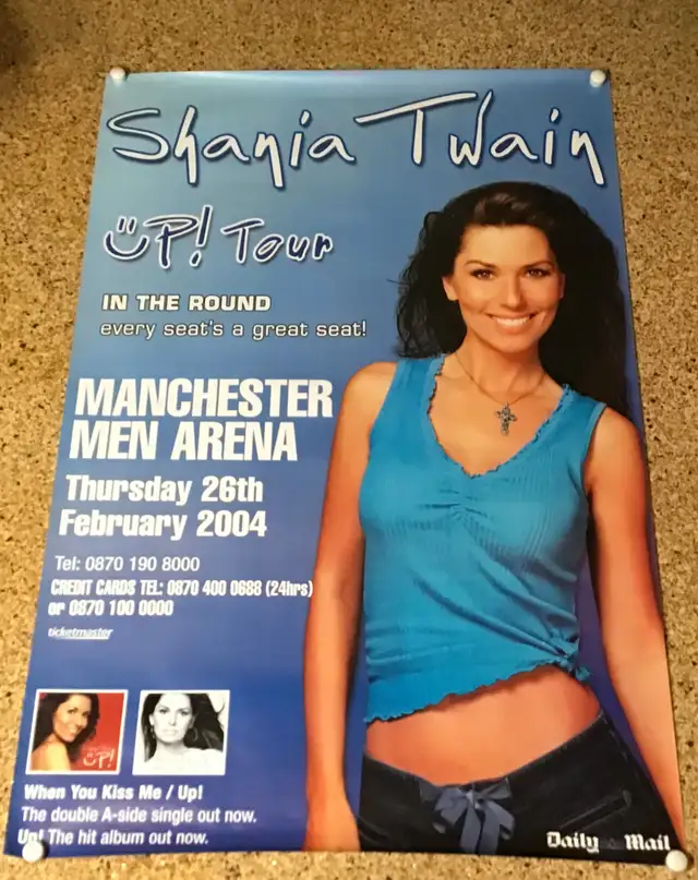 Shania Twain Manchester England 40"x60" Poster for UP! Tour-2004 in Arts & Collectibles in City of Toronto - Image 2