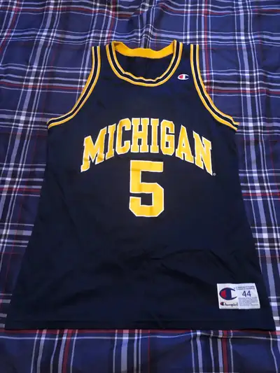 Selling my rare vintage 1991 Michigan Wolverines Jalen Rose Fab Five NCAA Champion Jersey. Jersey is...
