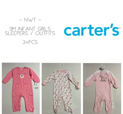 CARTER’S - 9M - NWT - 3+PC INFANT GIRLS SLEEPERS & OUTFIT LOT, View more