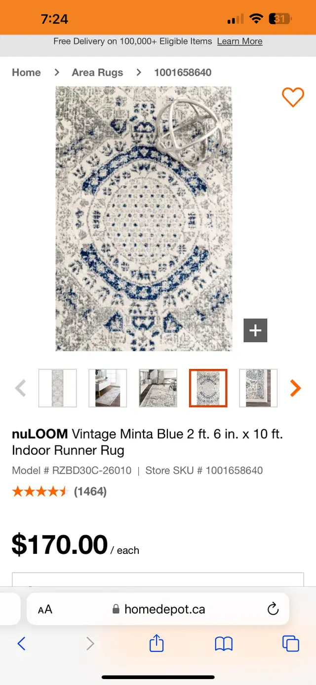 Runner carpet rug in Rugs, Carpets & Runners in Markham / York Region - Image 6