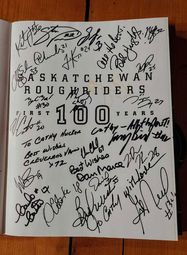 Saskatchewan Roughriders first 100 years signed copy in Arts & Collectibles in Leamington - Image 4