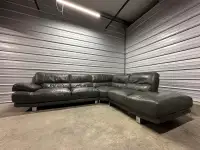 Grey Leather Sectional (FREE DELIVERY)