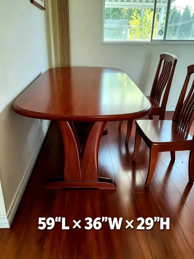 Solid Wood Dining Table, Rich Mahogany Finish