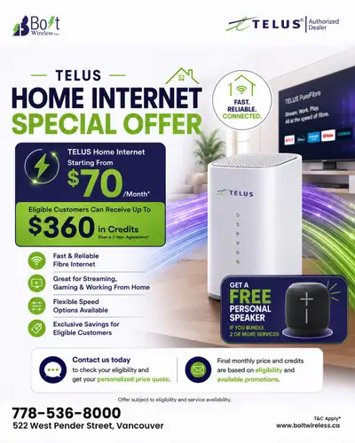 Telus Home Internet Deal (At Telus Store 522 W Pender Street), View more