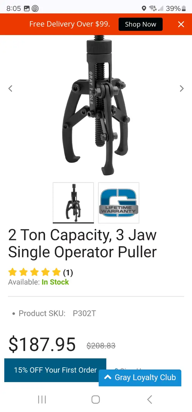 Gray Tools P302t 2 Ton Capacity, 3 Jaw Single Operator Puller in Hand Tools in Windsor Region - Image 4