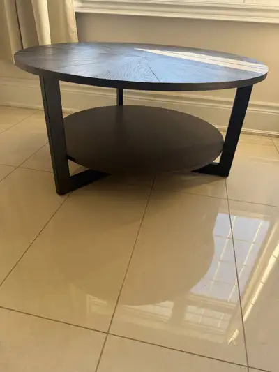Modern & Great Quality Round Wood Coffee Table with Lower Shelf, View more