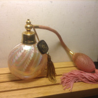 Vintage Pink Glass Perfume Atomizer by ALBERT E. PRICE Beautiful