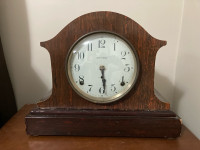 Antique Burl Oak Mantle Clock