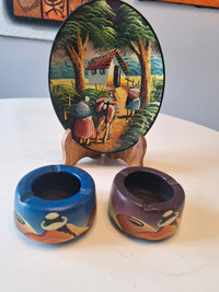 2 ashtrays , 1 hanging plate (Mexico)