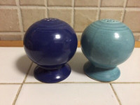 50s Vintage Fiestaware Salt- Pepper Shakers Cobalt Blue & Green