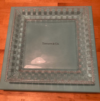 Tiffany & Co glass square engraved 8” plate