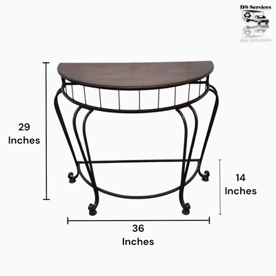 Rustic Half Circle Table Outdoor Patio Side Desk Furniture K8591, View more
