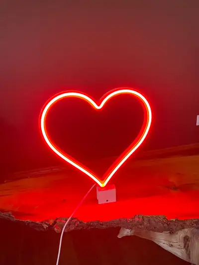 Our Glowing Hearts—Neon Red Heart, View more